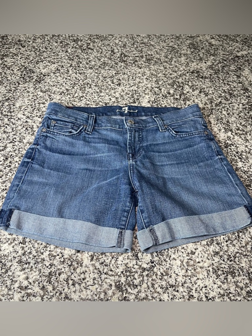 7 for all mankind denim cuffed shorts blue jean size 27